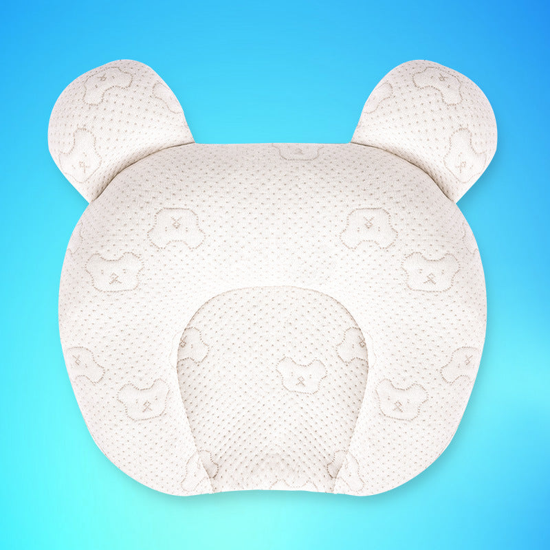 "Baby sleeping on Baby Pillow Newborn 0-1 Year Old Baby Products Anti Deviation Head Latex Set Pillow Color Cotton Pillow"