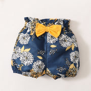 3Pcs Clothes Set Baby Girl Plain Color Ruffle Short Sleeves Bodysuit+Floral Short+Headband Lovely Summer Costume for 0-18 Months