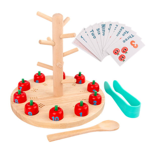 Fun Apple Picking Game Children's Puzzle Digital Cognitive Teaching Tool Baby Focus Training Splicing Wooden Christmas Toy Gift