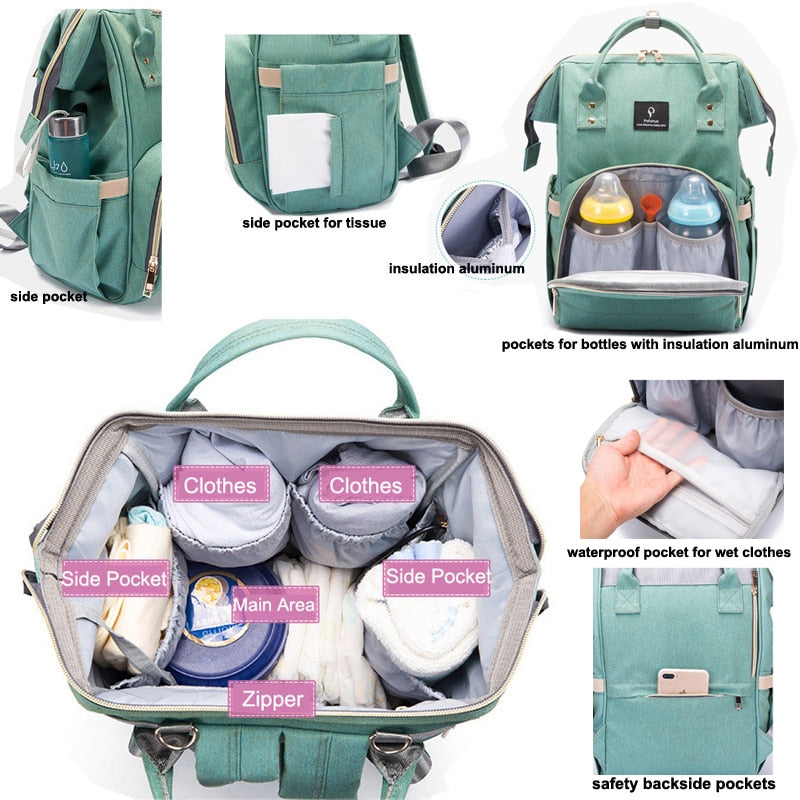 <img src="waterproof-usb-maternity-backpack-usb-port.jpg" alt="Waterproof USB Maternity Backpack with built-in USB charging port">