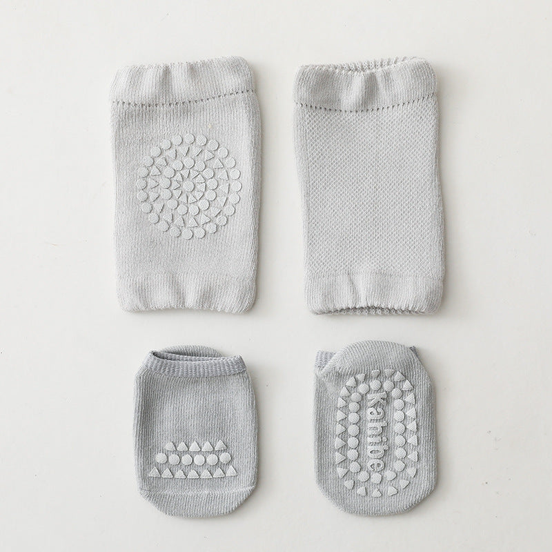 <img src="baby-knee-pad-socks-set-pink.jpg" alt="Pink Baby Knee Pad Socks Set for baby girls non-slip design" />