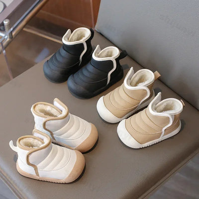 Blue Autumn Winter Children Snow Boots Baby Girls Boys Boots Soft Sole Non-slip Infant Toddler Shoes Outdoor Thick Plush Kids Boots