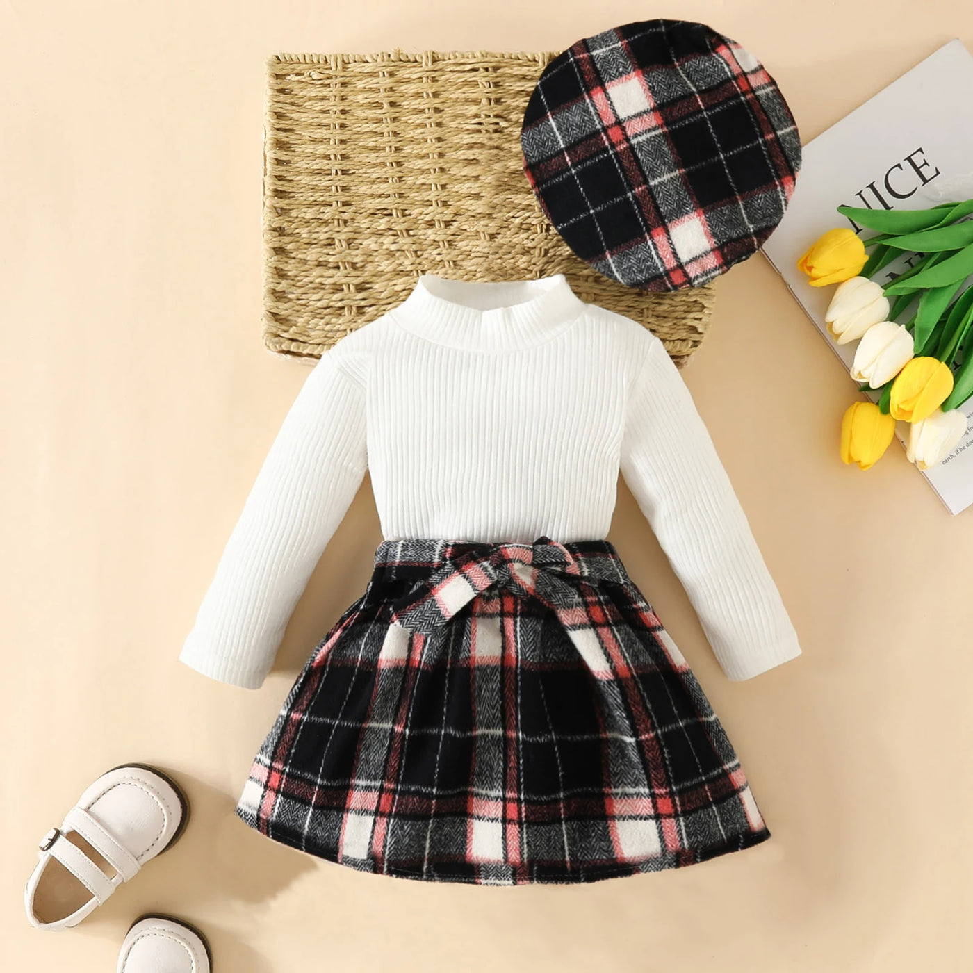 Stylish ma&baby 6M-3Y Toddler Infant Newborn Baby Girls Clothes Sets plaid skirt outfit