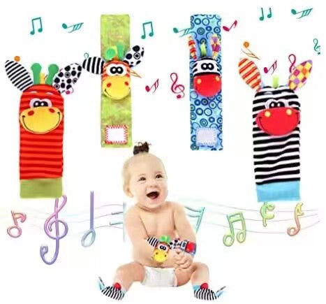 Set of Baby Wrist Bell Socks with animal designs