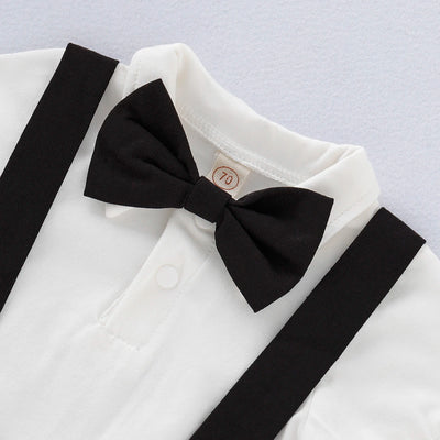 Stylish Mini Gentleman Outfit Newborn Baby short sleeve shirt and romper shorts