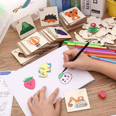 Painting Tool Kit Children's Wooden Drawing Template Set