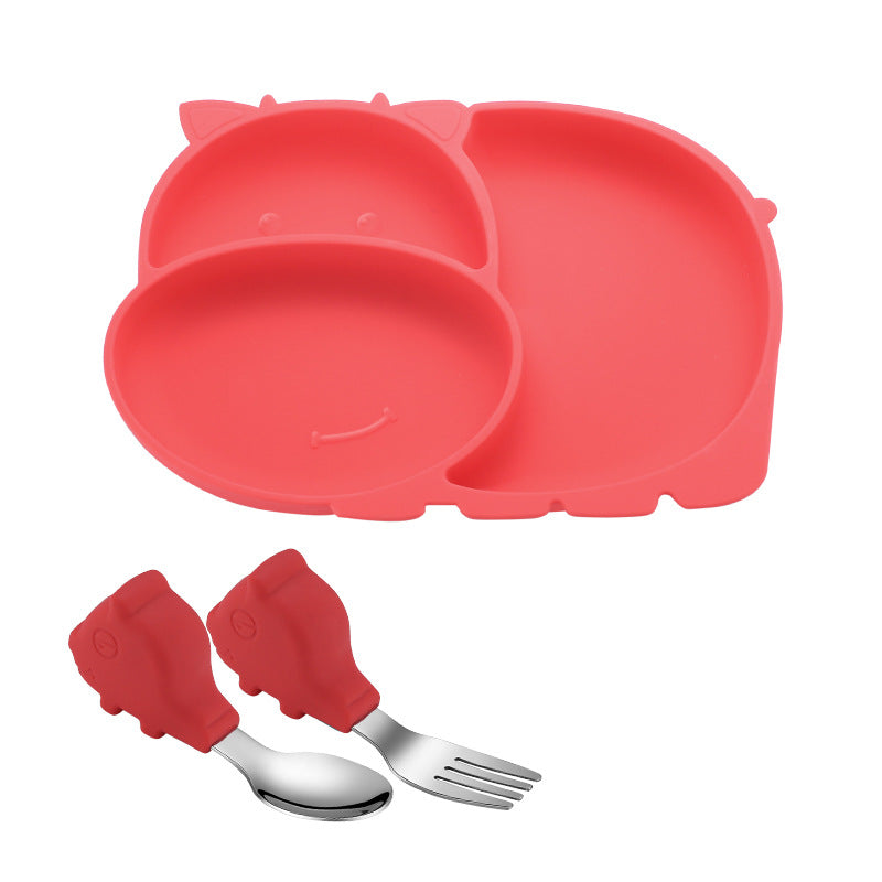 Silicone Baby Dinner Plate with suction cup compartments