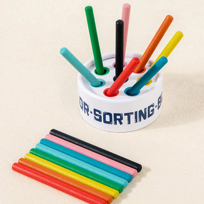 Close-up of Children's puzzle color classification cup pieces