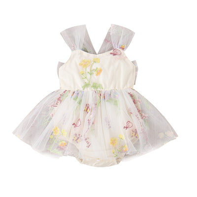 Stylish Girls' baby suspenders with embroidered baby rompers set