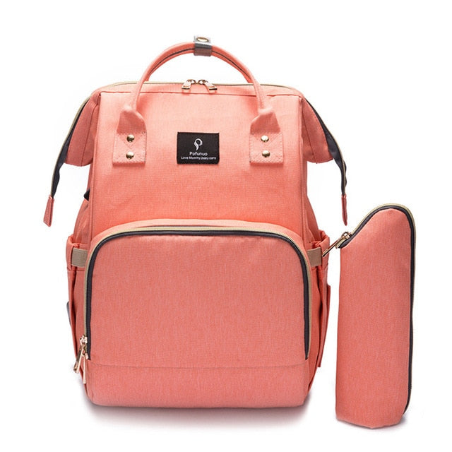 Waterproof USB Maternity Backpack lifestyle photo with mom carrying bag