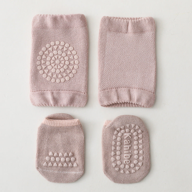 <img src="baby-knee-pad-socks-set-grips.jpg" alt="Baby Knee Pad Socks Set with anti-slip silicone grips" />