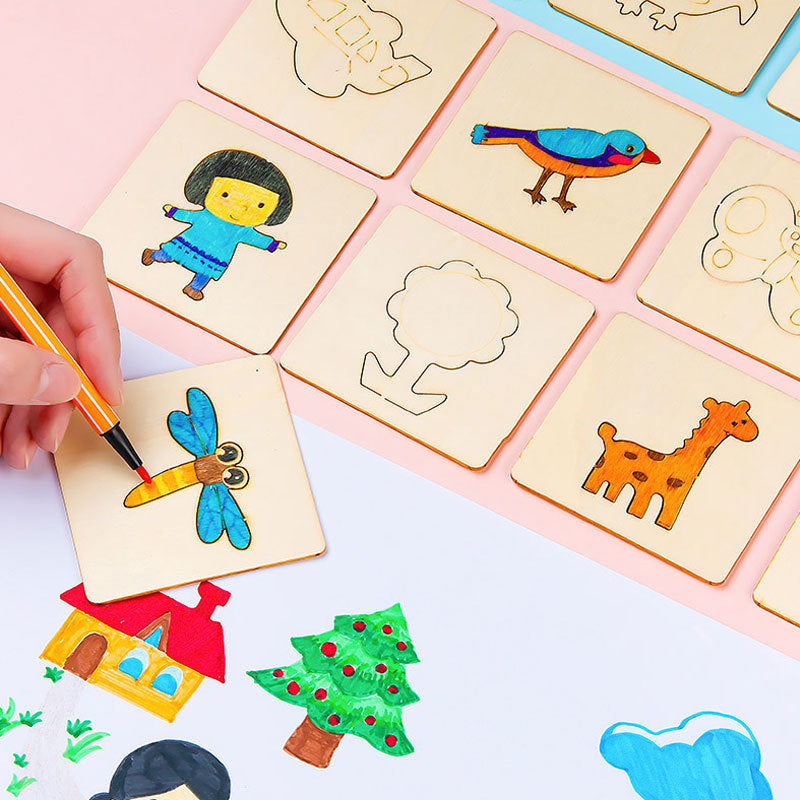 Creative Drawing Toy Children's Wooden Drawing Template Set for Boys and Girls