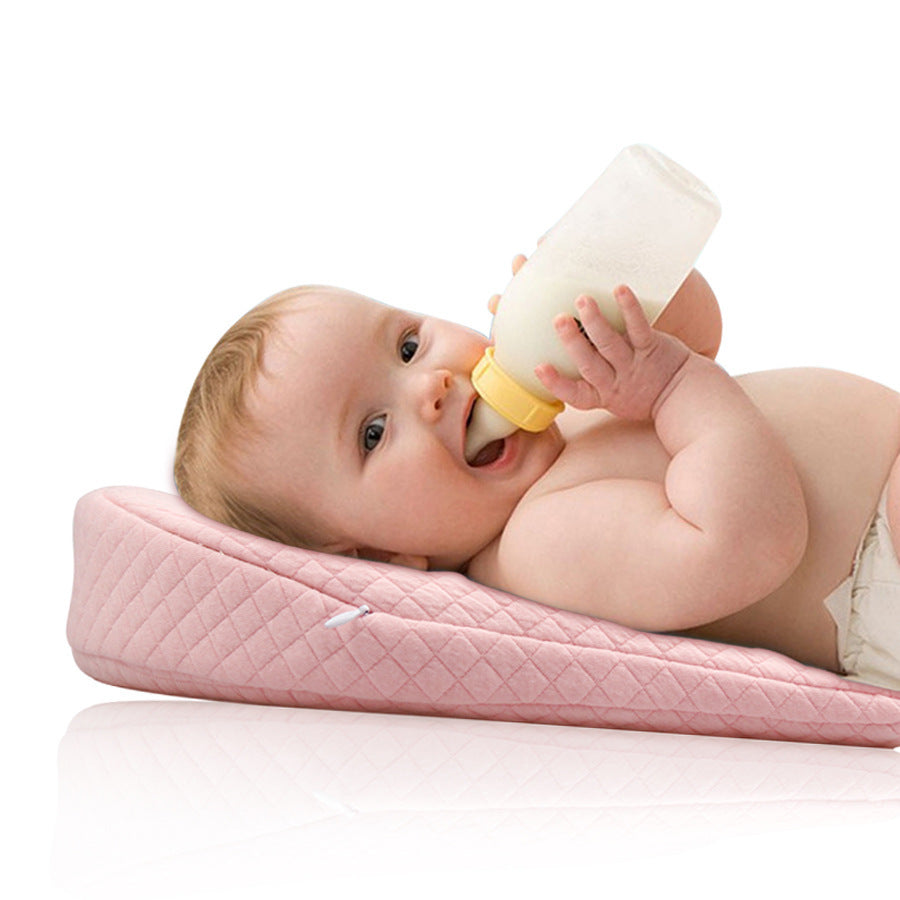 "Removable washable cover of Baby Anti Spitting Pillow Baby Pillow Removable Washable Slope Anti Overflow Pillow Memory Cotton Baby Pillow"