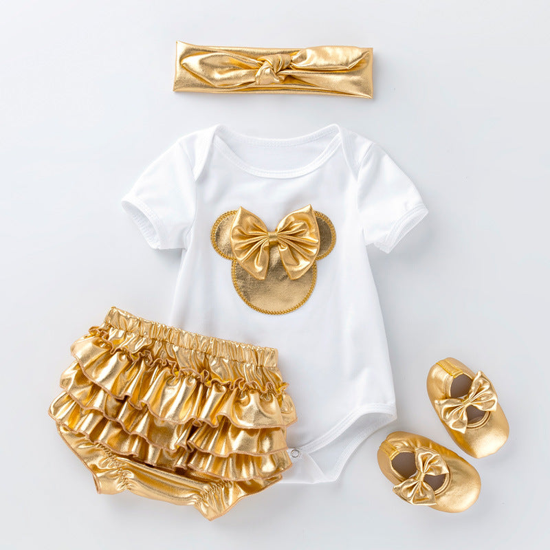 Adorable Summer Baby Romper Set with matching shorts and t-shirt