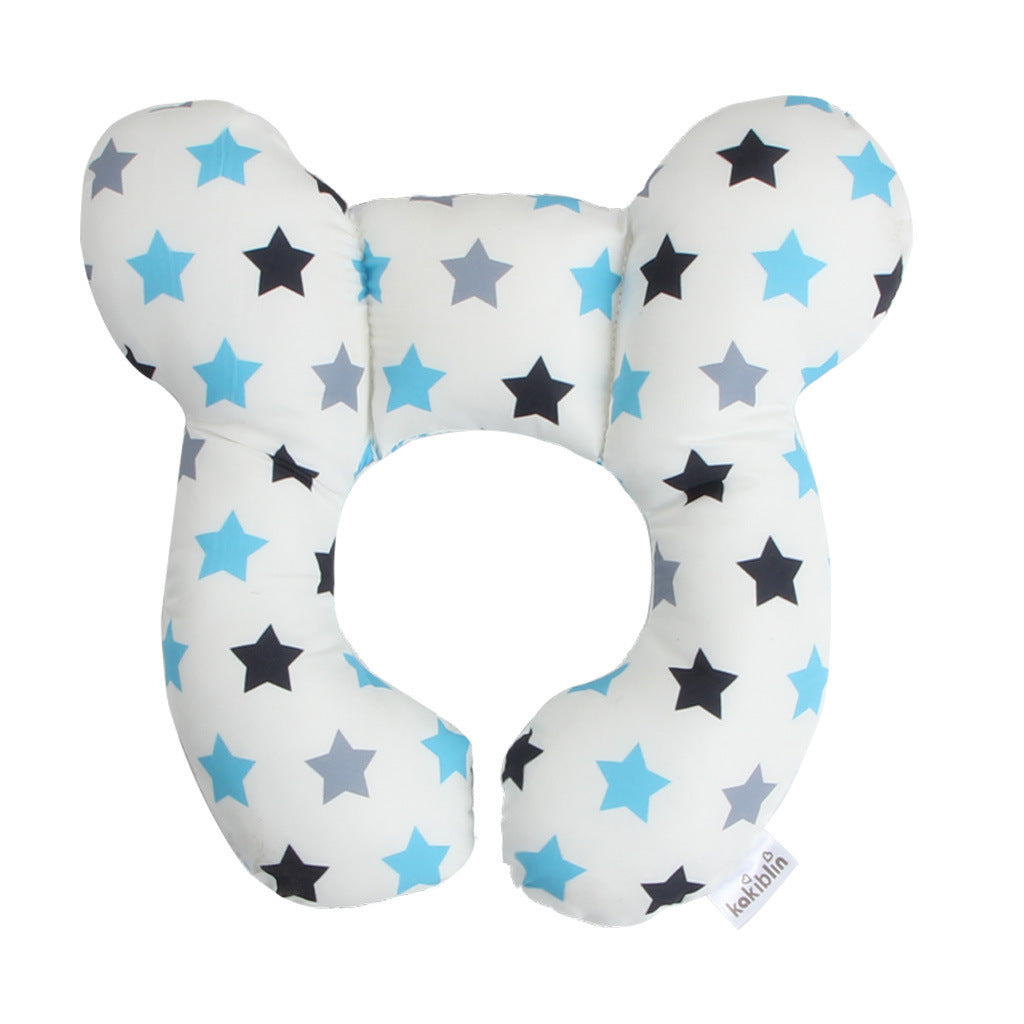 alt="Baby Head Protection U-Shaped Pillow Stroller in blue for infants"