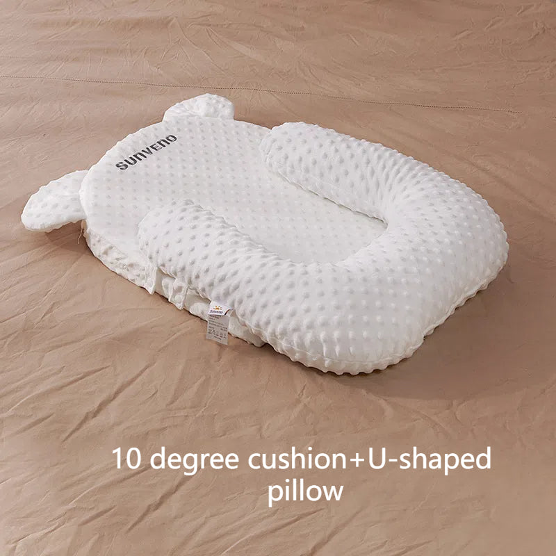 "Baby feeding safely with Four Season Anti Milk Overflow and Choking Pillow Baby Feeding Tool Baby Anti Spitting Slope Pad"