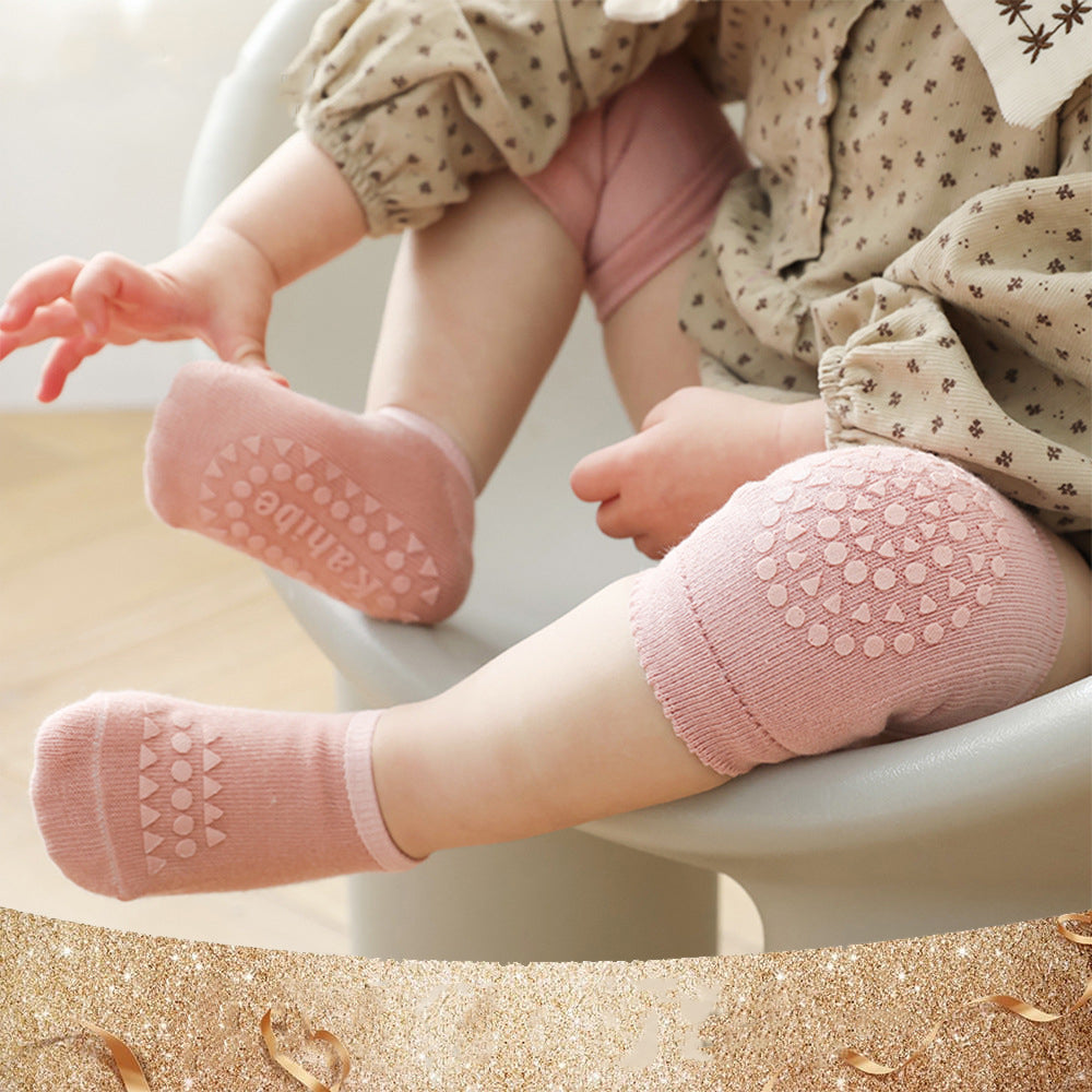 <img src="baby-knee-pad-socks-set-1.jpg" alt="Baby Knee Pad Socks Set for crawling protection" />