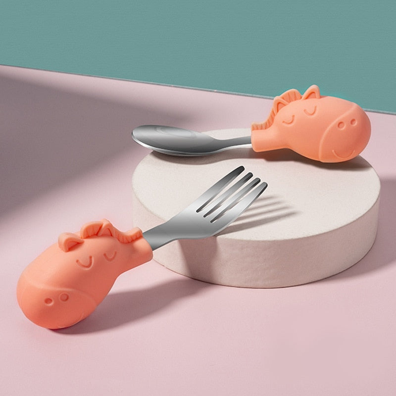 Parent feeding baby using Non-Spill Baby Feeding Bowl and Spoon Set