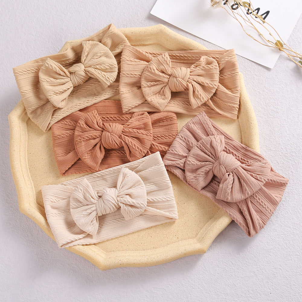Close-up of Elastic Nylon Baby Headband bow design