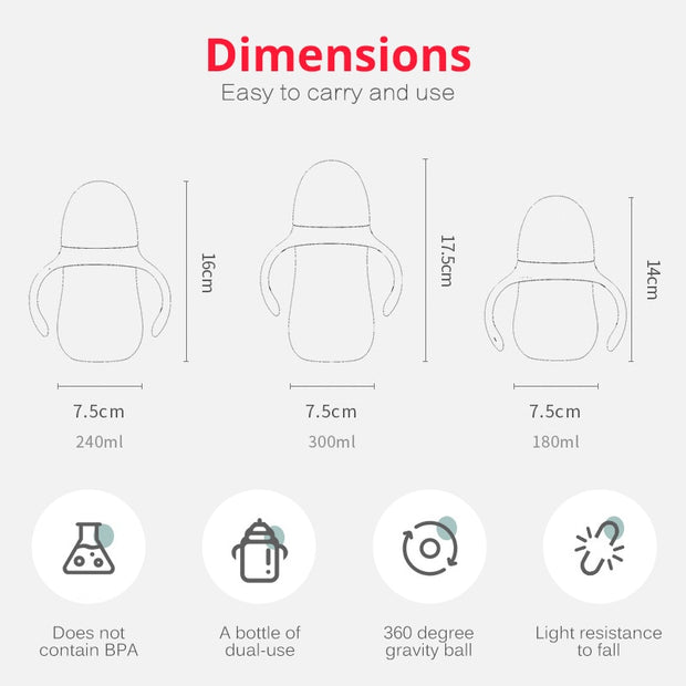 Baby bottles Drinking Cup Feeding Bottle Wide-Caliber Multifunctional   Drinking Milk Drinking Water Dual-use Bottle BPA Free