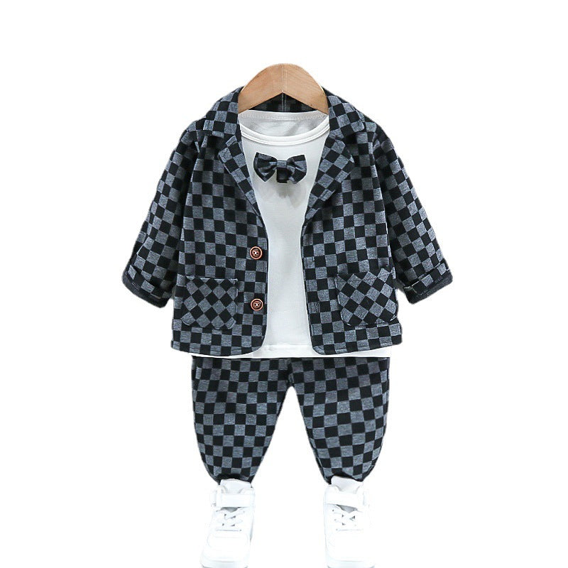 “Close-up of fabric texture on Boys Spring and Autumn Suit”