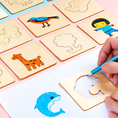 Children's Wooden Drawing Template Set for Kindergarten Students