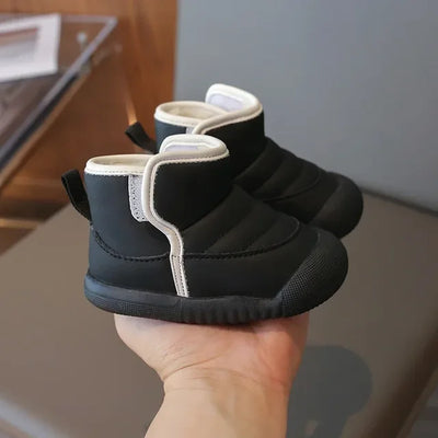 Toddler Wearing Autumn Winter Children Snow Boots Baby Girls Boys Boots Non-slip Outdoor Thick Plush Shoes