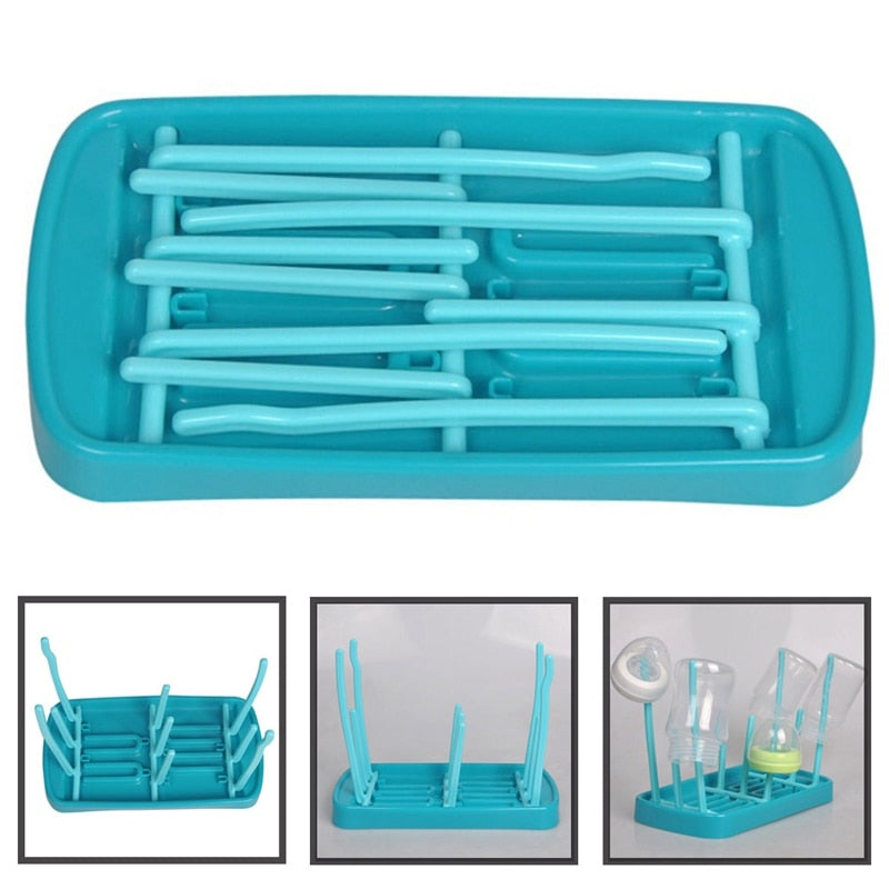 Side view of Baby Bottle Drying Rack showing sturdy base and drainage tray