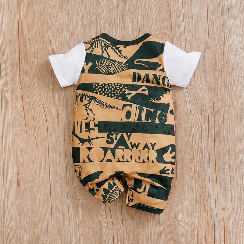 Infant wearing Newborn Baby Clothes Girl Boy dinosaur print romper