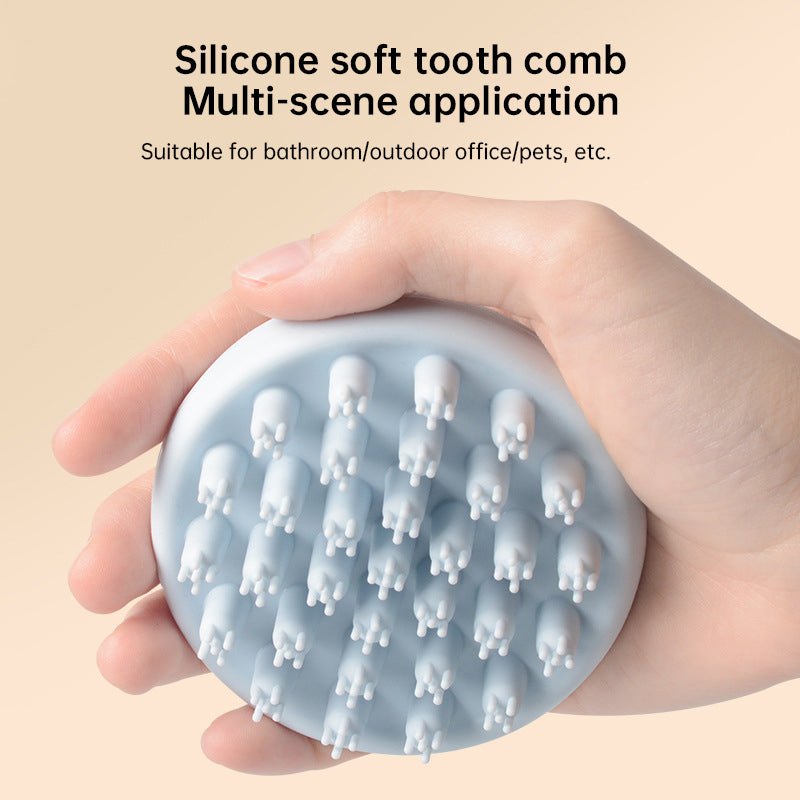 "Baby using Baby Silicone Shampoo Scalp Massage Body Clean Scrub Feel Bath Brush during bath"
