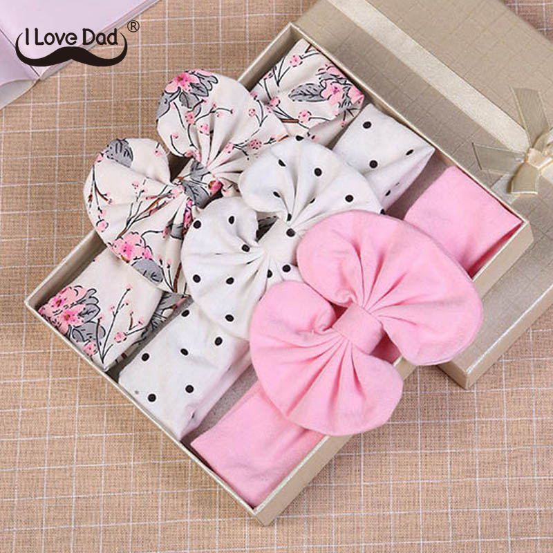<img src="headband-main.jpg" alt="Printed Baby Headband Set with 3 colorful bows for newborns">