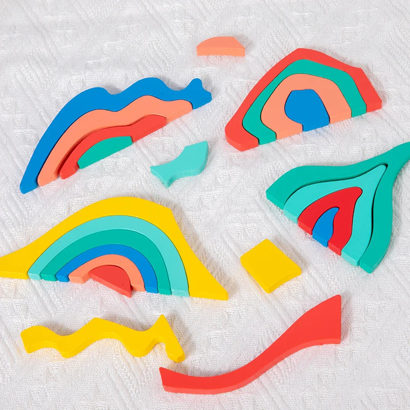 Children's Wooden Four Elements Puzzle Blocks
