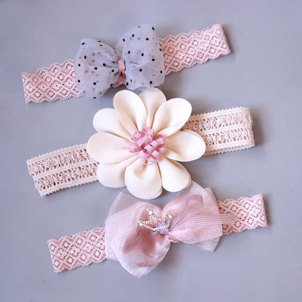 New Baby Hairband Korean Style Bow Flower Children's Hair Accessories Headband Guard Fontanelle Crown Jewelry Set Gift Box