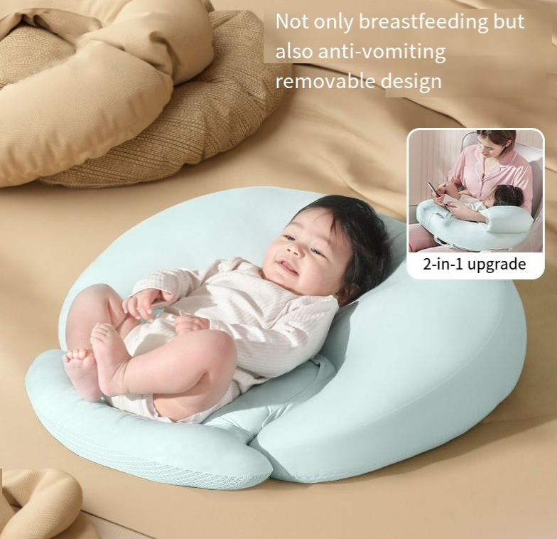 "Close-up of Breastfeeding Pillow Slope Pillow Anti Spitting Breastfeeding Pillow Baby Lying Feeding Pillow material"