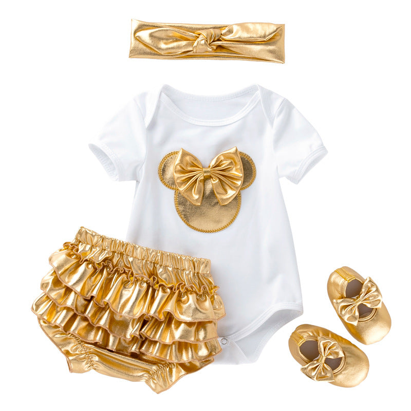 Stylish Summer Baby Romper Set with cute cartoon print