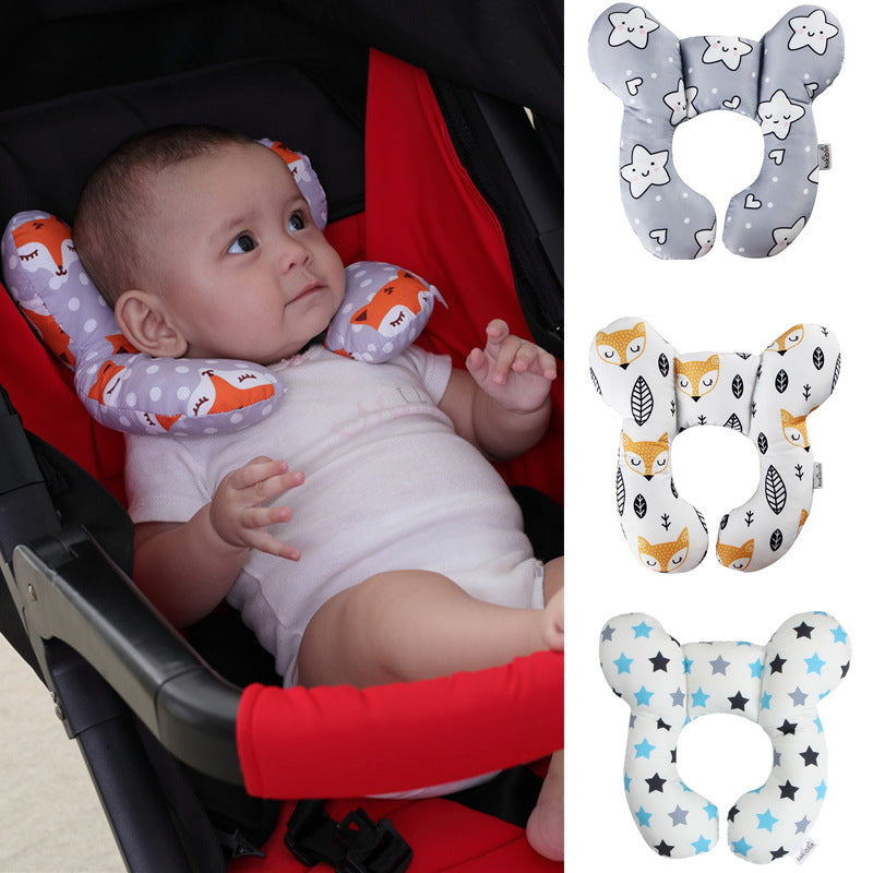alt="Baby Head Protection U-Shaped Pillow Stroller for safe travel"