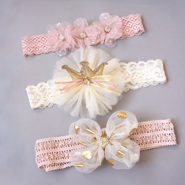 New Baby Hairband Korean Style Bow Flower Children's Hair Accessories Headband Guard Fontanelle Crown Jewelry Set Gift Box