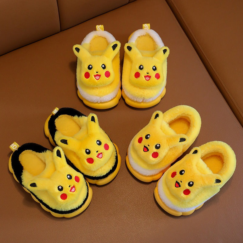 Side view of Winter Children's Cotton Slippers showing soft cotton material"