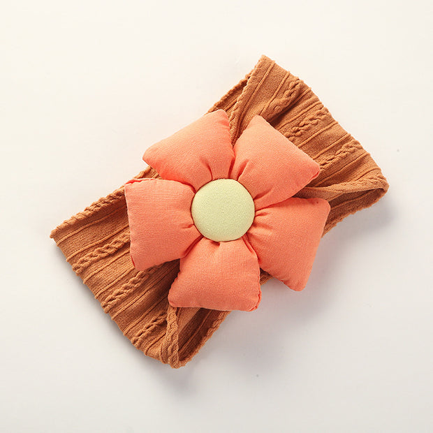 Children's Headband Jacquard Nylon Flower Baby Headband Soft Non-Scratch Wide-Brimmed Baby Headband