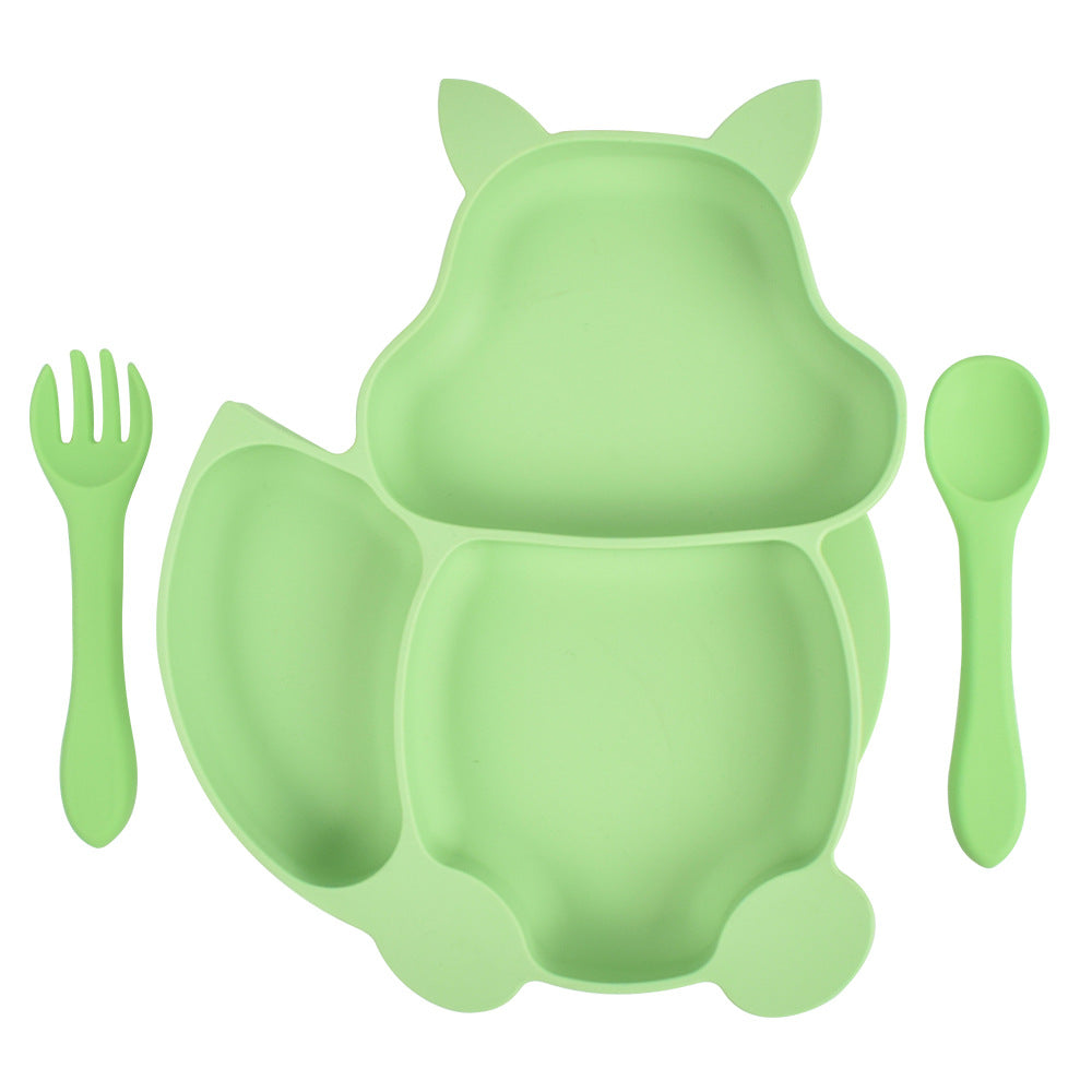 Close-up of Children’s Silicone Dinner Plate showing squirrel compartment