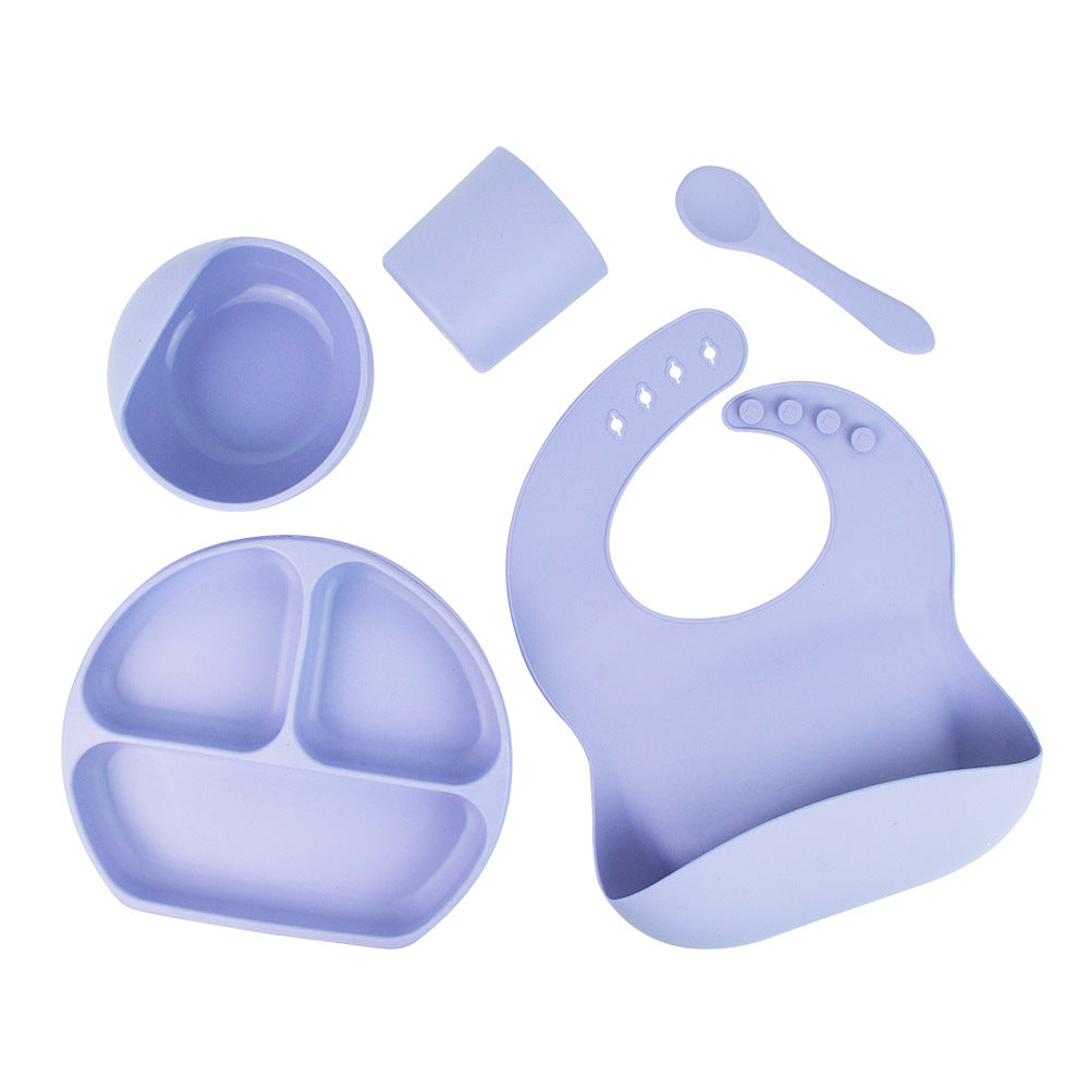 Baby Using Baby Feeding Bowl and Spoon Set for Mealtime