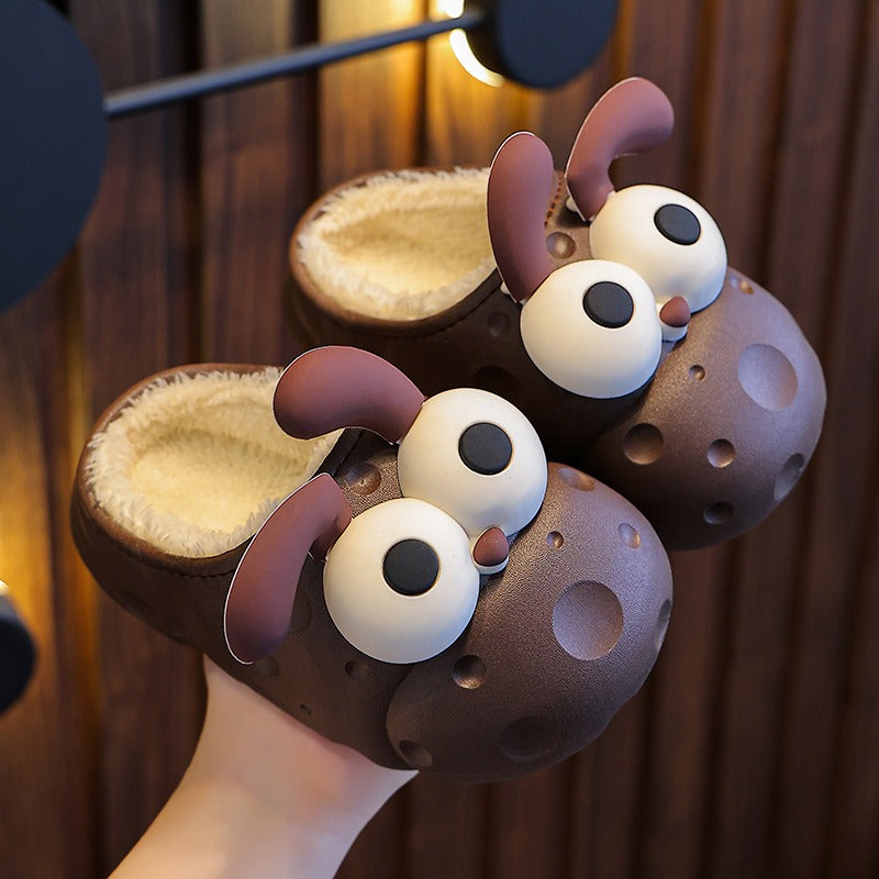 Back view of Baby Cotton Slippers showing secure fit and plush texture