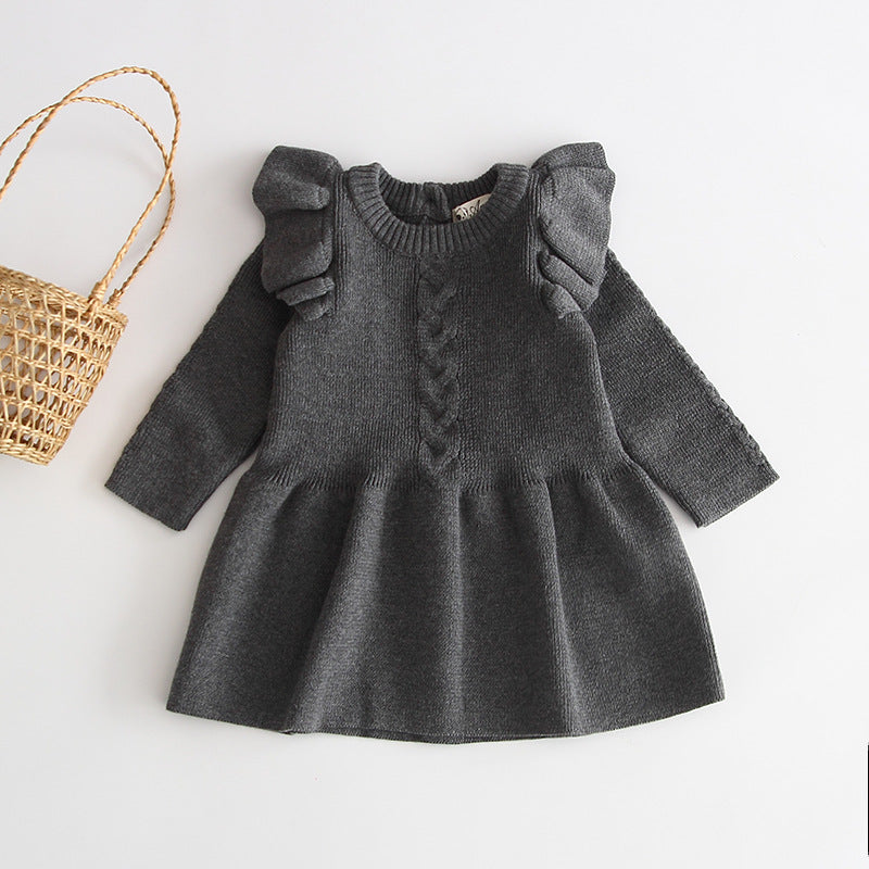 Baby girl knitted dress baby warm dress knitted princess sweater sweater layered with leggings