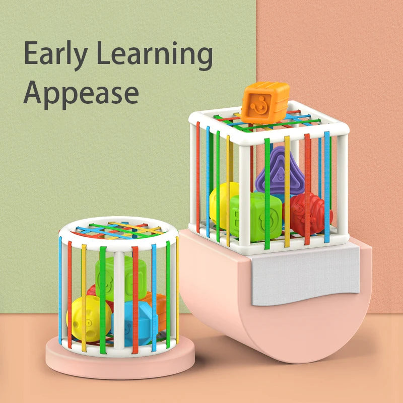 Baby Montessori Geometric Shape Blocks Toys Wooden Puzzle Set