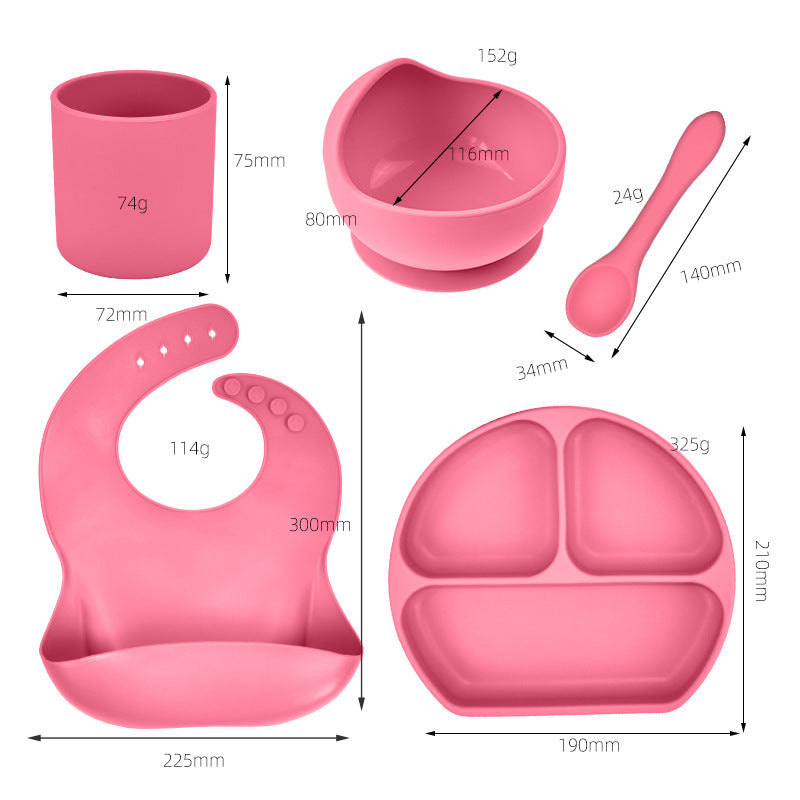 Close-Up of Baby Feeding Bowl and Spoon Set Silicone Bowl