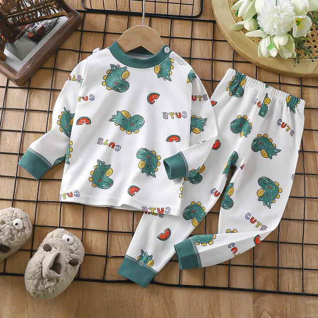 Close-up of Boys Girls Pajama Sets cute cartoon design