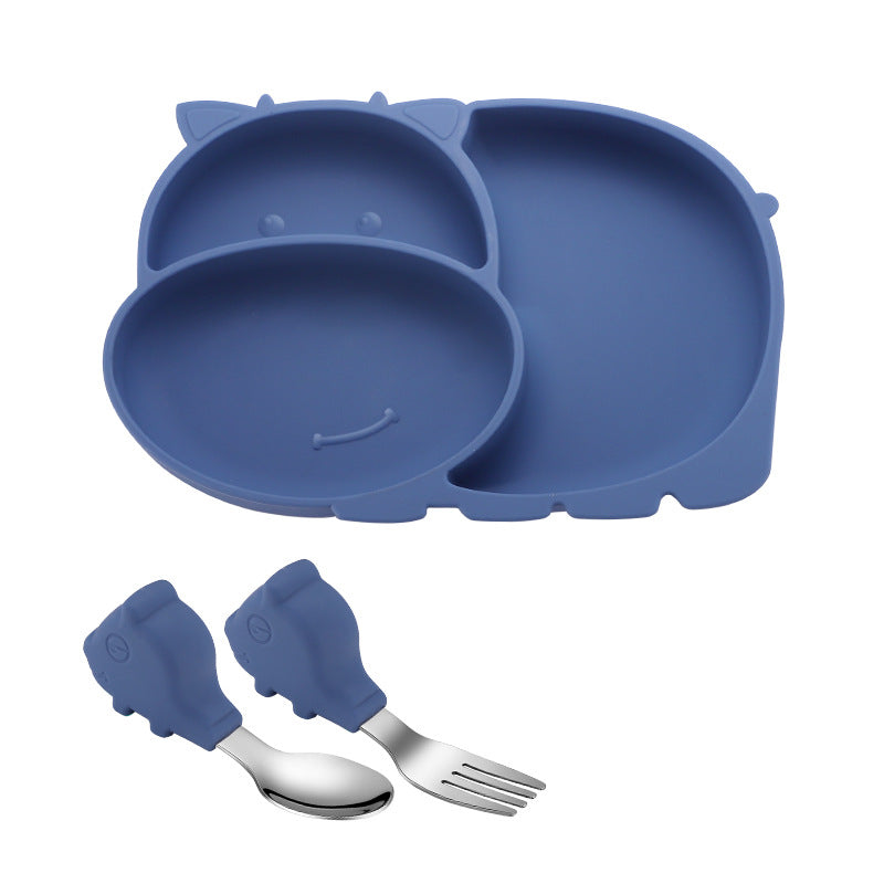 Close-up of Silicone Baby Dinner Plate compartments for food