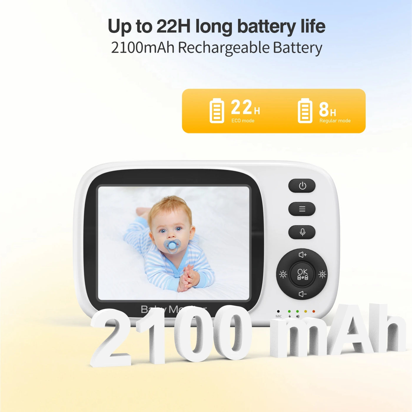 Two-way audio on 2.4G Wireless Video Baby Monitor for communication