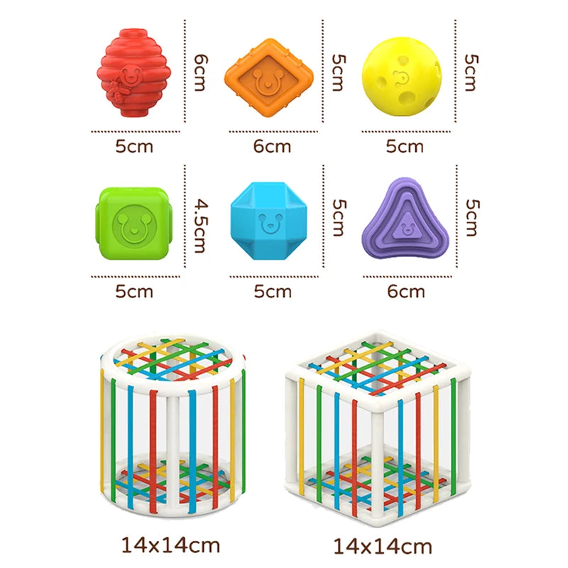 Baby Montessori Geometric Shape Blocks Toys for Fine Motor Skills