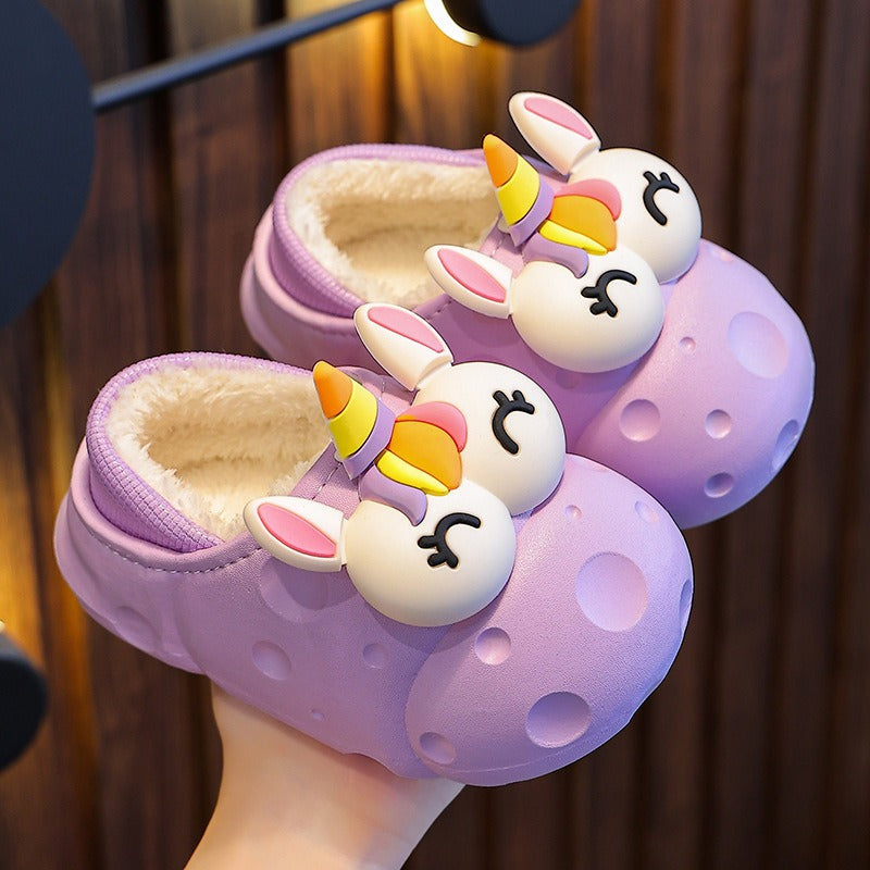 Side view of Baby Cotton Slippers highlighting waterproof sole